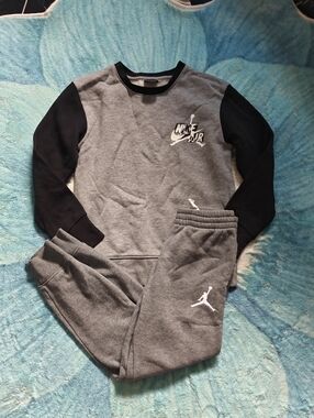 Nike Gray & Black Kids' Air Logo Pajama Set
